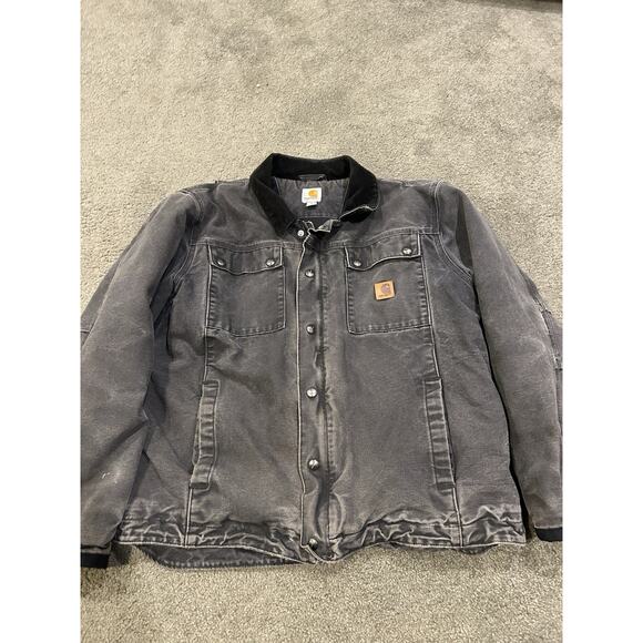 Carhartt Men’s Black/Gray Jean Jacket Button Up Men’s Size Large